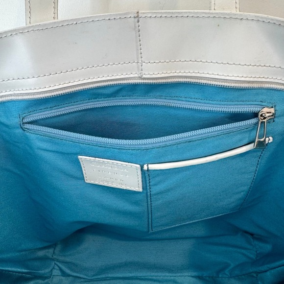 Claudia Firenze Leather Tote Bag Fish Print Turquoise Accent - Picture 5 of 10